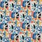 Grenada - Blue,Coral & Peach Abstract & Geometric Upholstery Fabric 54 Inches"